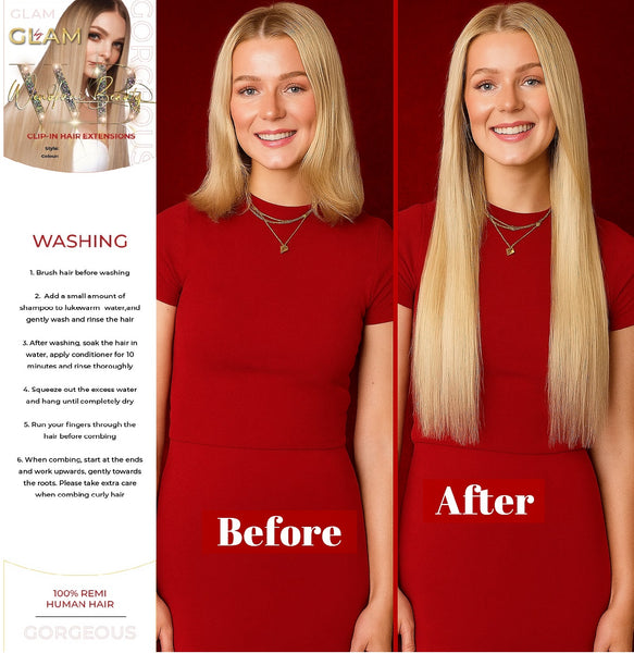 Wendkuni Beauty 100% Remy Human Hair Clip in Extension three Piece straight 20 inch 120g