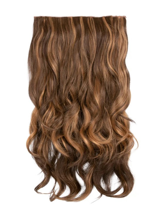 💇‍♀️20" Highlighted Curly Clip in Hair Extensions - Heat-Resistant Synthetic Fibre (1-Piece Set)
