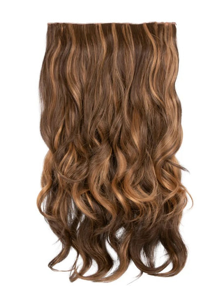 💇‍♀️20" Highlighted Curly Clip in Hair Extensions - Heat-Resistant Synthetic Fibre (1-Piece Set)