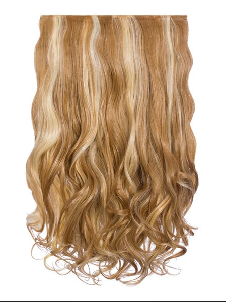 💇‍♀️20" Highlighted Curly Clip in Hair Extensions - Heat-Resistant Synthetic Fibre (1-Piece Set)