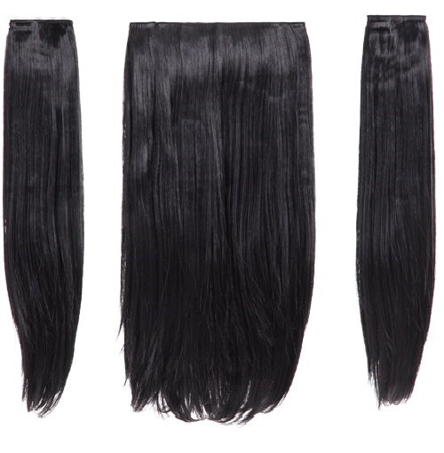 💇‍♀️ 24" Straight Clip-In Hair Extensions – Heat-Resistant Synthetic Fibre (3-Piece Set)
