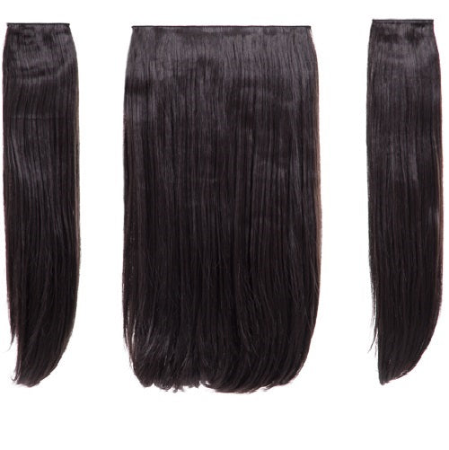 💇‍♀️ 24" Straight Clip-In Hair Extensions – Heat-Resistant Synthetic Fibre (3-Piece Set)