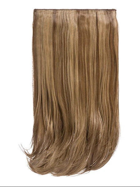 💇‍♀️ 24" Highlighted Straight Clip in Hair Extensions - Heat-Resistant Synthetic Fibre (1-Piece Set)