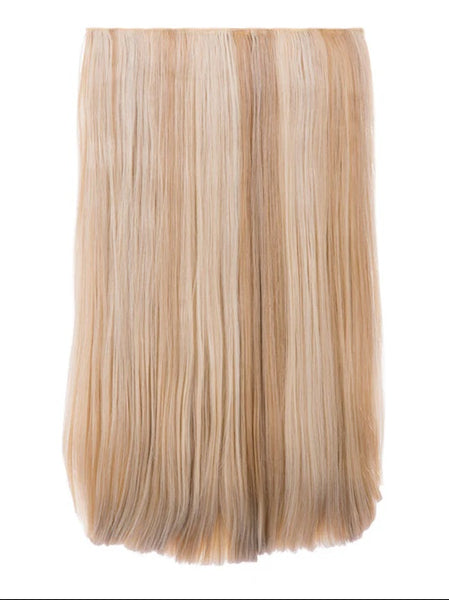 💇‍♀️ 24" Highlighted Straight Clip in Hair Extensions - Heat-Resistant Synthetic Fibre (1-Piece Set)