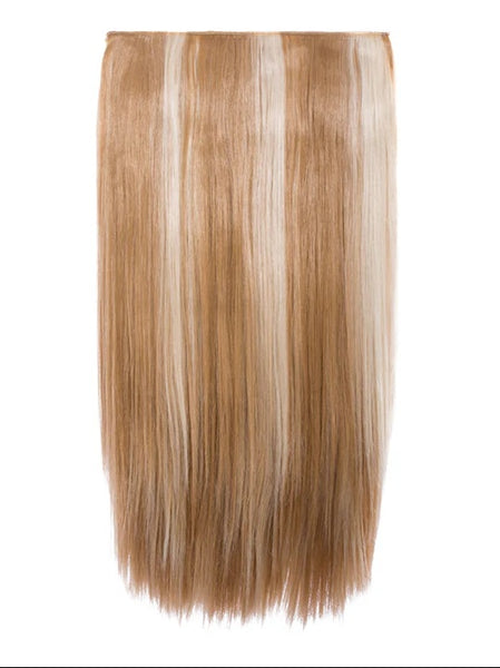 💇‍♀️ 24" Highlighted Straight Clip in Hair Extensions - Heat-Resistant Synthetic Fibre (1-Piece Set)