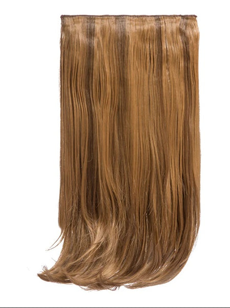💇‍♀️ 24" Highlighted Straight Clip in Hair Extensions - Heat-Resistant Synthetic Fibre (1-Piece Set)