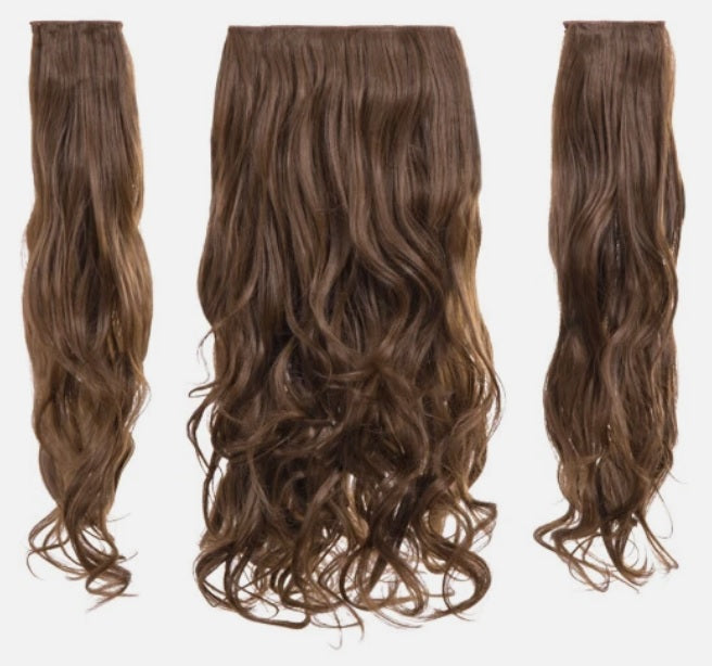 💇‍♀️ 20” Curly Clip-In Hair Extensions – Heat-Resistant Synthetic Fibre (3-Piece Set)