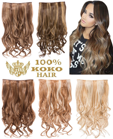 180g Streak Highlighted One Piece/Weft Curly Clip-in Extensions